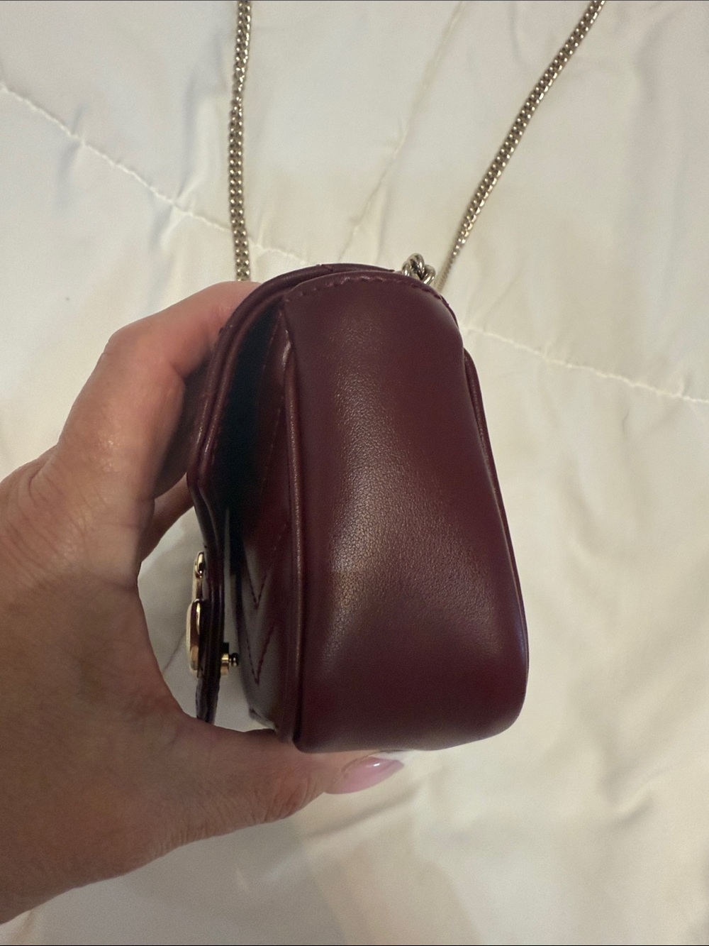 Gucci GG MARMONT MINI BAG Burgundy GG Marmont Quilted chain Shoulder Bag 1 - Picture 8 of 16